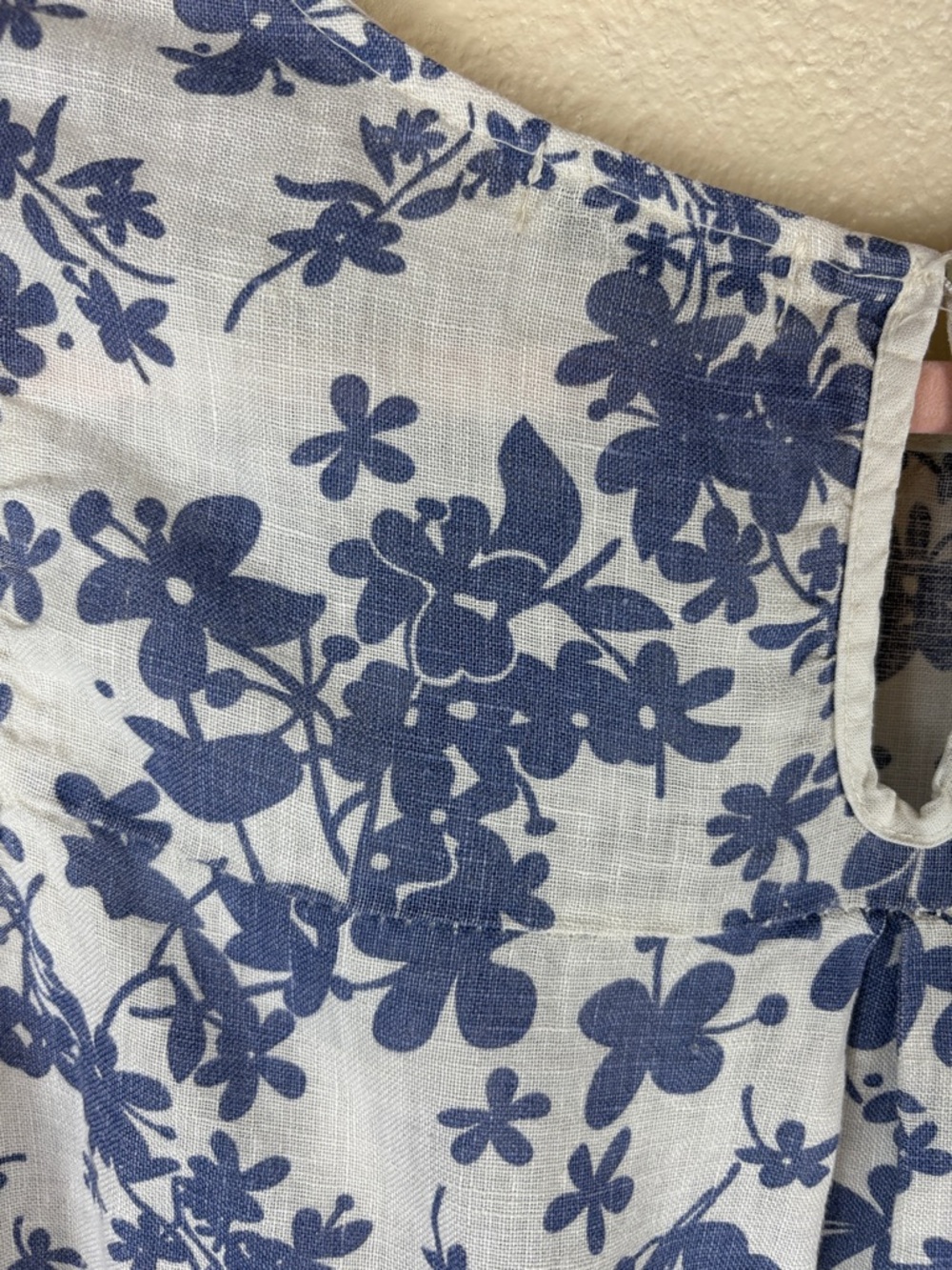 Terzo Millennio Italy 100% Linen Ivory Blue Floral Sleeveless Shift Dress Sz XL - Picture 10 of 14